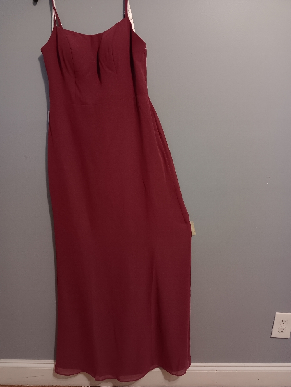 Azazie Burgundy Spaghetti-Strap Maxi Dress